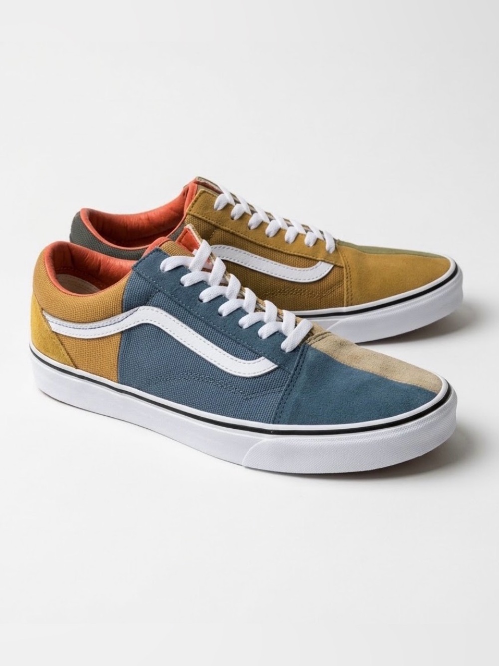 Vans Old Skool Color Block Canvas Suede Sneakers Shoes Mens 11.5 Womens 13